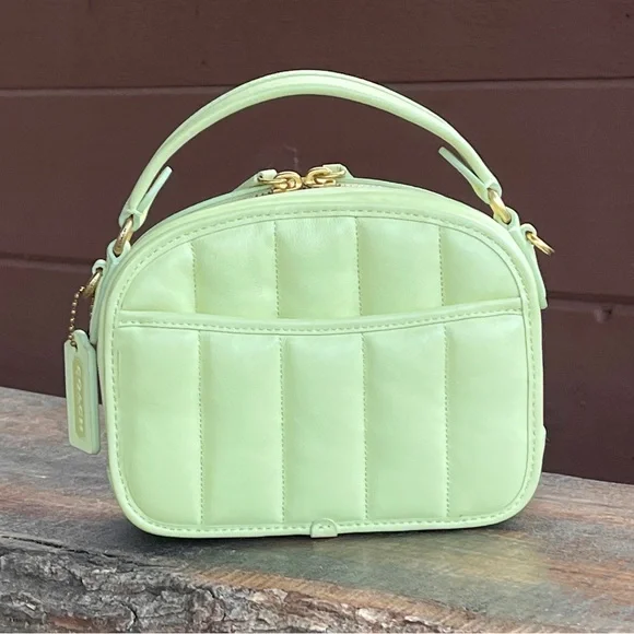 Coach Lunchbox Limited Edition Lime Top Handle Quilted Chain Crossbody Strap - Picture 10 of 16